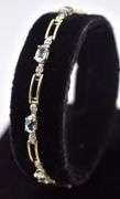 Cute 10K Yellow Gold Aquamarine and Diamond Bracelet