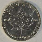 Gem BU 1998 Canada pure .9995 Platinum $5 Maple Leaf coin