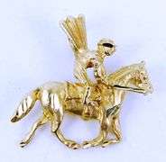 Vintage 14K Jockey on Horse Pendant