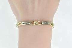 14K Yellow Gold 1.00 Ctw Diamond Inset Two Tone Bar Bracelet