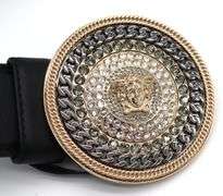 Versace Crystal Embalished Medusa Buckle Belt