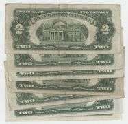 8 Series of 1928 $2 Red Seal Note in circ to AU