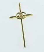 14K Yellow Gold Interlocking Ring Cross Christian Symbol Charm/Pendant