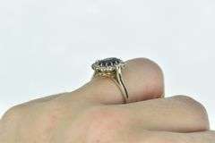 14K White Gold 2.00 Ctw Oval Sapphire Diamond Halo Ring