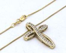 925 Sterling silver cubic zirconia cross pendant on Italian box chain necklace