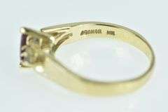 14K Yellow Gold Marquise Ruby Diamond Cluster Vintage Ring