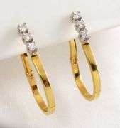 Nicely Styled 14K YG Diamond Hoops
