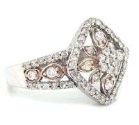 10kt White gold Rose and white gold diamond cluster ring