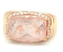 18kt Rose gold emerald cut Morganite and diamond ring
