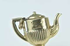 9K Yellow Gold 3D Tea Pot Vintage Grooved Tea Party Charm/Pendant