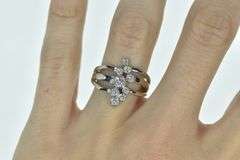 14K White Gold 0.50 Ctw Round Diamond Layered Geometric Ring