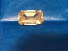 Huge 6.25 Ct Sparkling Yellow Fire Moissanite Emerald Cut Solitaire