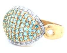 14kt Yellow gold blue topaz and sapphire ring