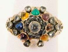 Vintage 8K Gold Gemstone Gypsy Ring, Size 6