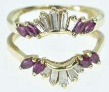 14K Yellow Gold Marquise Ruby Diamond Wrap Wedding Band Ring