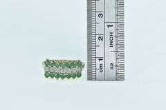 10K Yellow Gold Squared Diamond Emerald Statement Band Ring