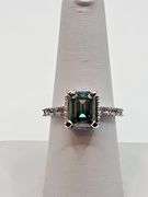 14 Kt White Gold 4.5 Ct VVs1 Emerald Green Fire Moissanite Ring