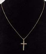Simply-Beautiful 14K Yellow Gold Diamond Cross Pendant Necklace