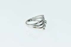 14K White Gold 0.50 Ctw Round Diamond Layered Geometric Ring