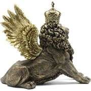 Majestic Golden Lion Angel Sculpture