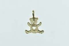 14K Yellow Gold Teddy Bear Stuffed Animal Toy Heart Charm/Pendant