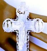 Incredible Antique Large Carved Mother of Pearl Crucifix