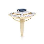 14KT Yellow Gold 2.05ct Blue Sapphire and Diamond Ring