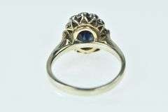 14K White Gold 2.00 Ctw Oval Sapphire Diamond Halo Ring