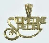 14K Yellow Gold Someone Special Word Cut Out Vintage Charm/Pendant
