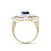 14KT Yellow Gold 2.05ct Blue Sapphire and Diamond Ring