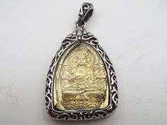 Stunning Gold Guan Yin Chinese Goddess Amulet/Pendant