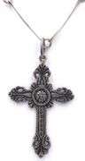 Vintage 925 sterling silver Signed cross pendant on chain necklace