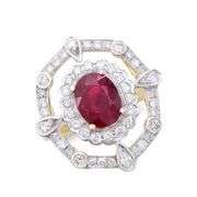 14KT Yellow Gold 2.05ct Ruby and Diamond Ring