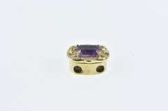 14K Yellow Gold Emerald Cut Amethyst Slide Bracelet Charm/Pendant