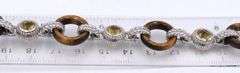 925 Sterling silver Judith Ripka citrine and Tiger eye link bracelet