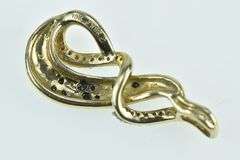 10K Yellow Gold Black & White Diamond Wave Loop Vintage Pendant
