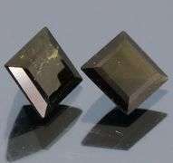 Princess cut 2.62ct midnight olive green Tourmaline pair