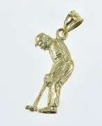 14K Yellow Gold Diamond Cut Golfer Golf Vintage Sport Charm/Pendant