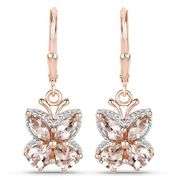 18K Rose Gold Genuine Morganite Earrings in .925 Sterling Silver