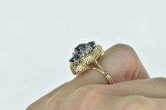 14K Yellow Gold 2.20 Ctw Oval Sapphire Diamond Statement Ring