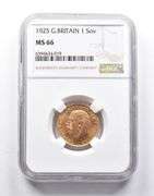 MS66 1925 Great Britain 1 Sovereign Gold Coin NGC