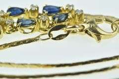 18K Yellow Gold Pear Sapphire Diamond Chevron Chain Necklace