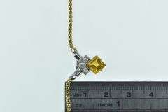18K Yellow Gold Princess Citrine Diamond Popcorn Designer Necklace