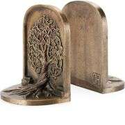Vintage Tree of Life Bookends Antique Brass Cast Iron Set