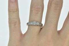 14K White Gold 0.50 Ctw Three Stone Diamond Engagement Ring