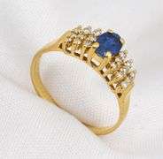 Nicely Designed 14K YG Sapphire and Diamond Ring