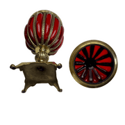 Gorgeous Red Blown Glass and Brass Covered Urn or Apothecary Compote With Pedestal