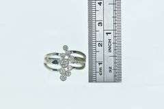 14K White Gold 0.50 Ctw Round Diamond Layered Geometric Ring