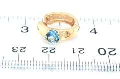 10kt Yellow gold blue topaz bezel set hoop earrings
