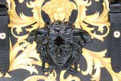 Gianni Versace Barocco Medusa Print Black & Yellow Tote Bag